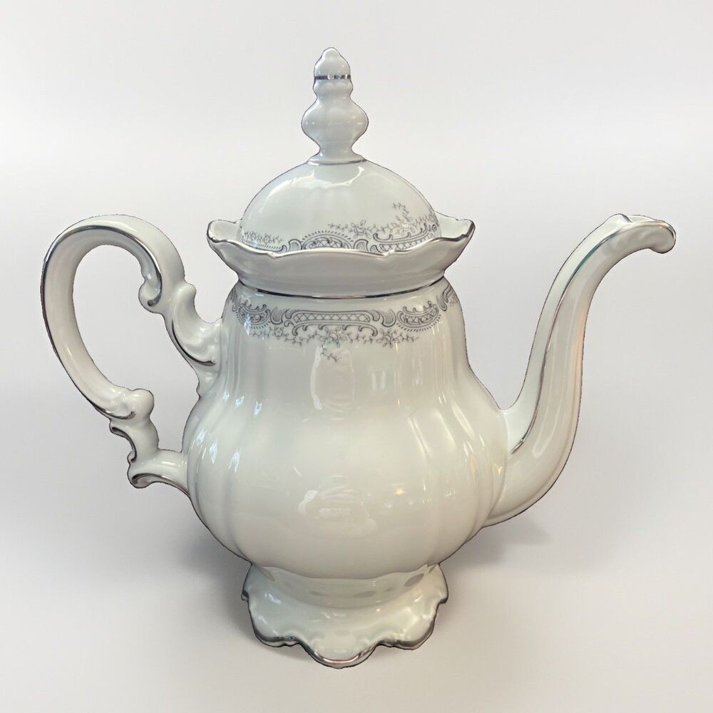 Hutschenreuther Teapot and Lid German Sylvia Lorelei/Loreley Platinum Heidelberg